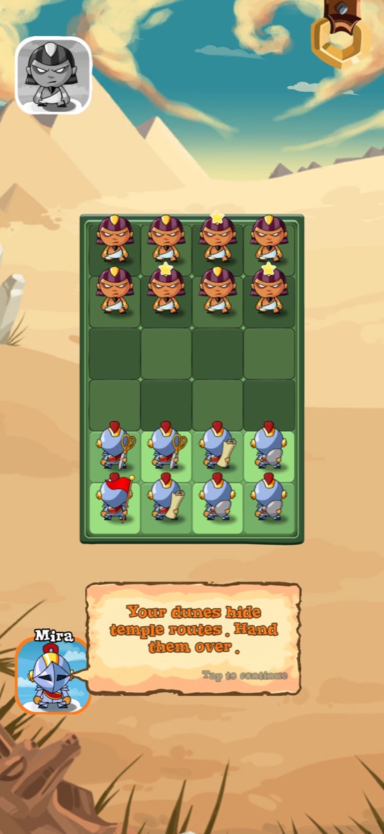 Mira speaking in a portrait dialogue on the Battle Board 8.4.2 battle grid